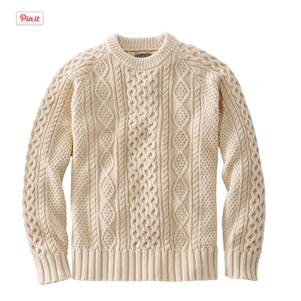 LLBean Cotton Fisherman’s Crewneck, Beige Large, never opened.